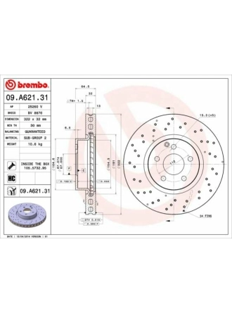 BREMBO 09.A621.31 | Fren Diski 204 / 212 / 207 Ön Amg | 2 Adet