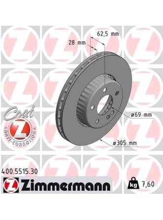 ZIMMERMANN 400.5515.30 | M.Benz W205-W213 Ön Disk Adet A0004212512 | 1 Adet