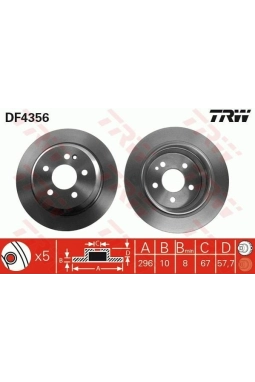 TRW DF4356 | Fren Diski Arka Viano (W639) 03-07Cdı 2.2 (639.811, 639.813, 639.815, 639.711, 639.7 CDI 2.2 (639.811, 639.813, 639.815, 639.711, 639.7 CDI 3.0 (639.811, 639.813, 639.815) CDI 2.2 4-Matic (639.811, 639.813, 639.815, 639.71 CDI 2.2 4-Mati