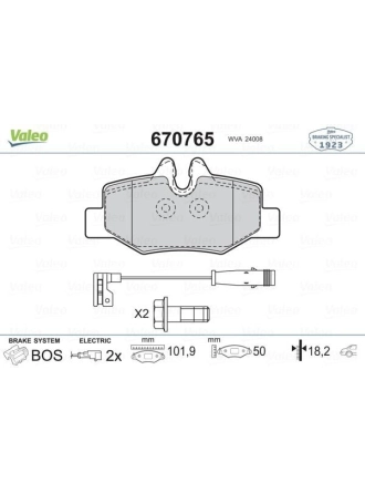 VALEO 670765 | Fren Balata Arka 04-Vito 2.2-3.2-119-122-123