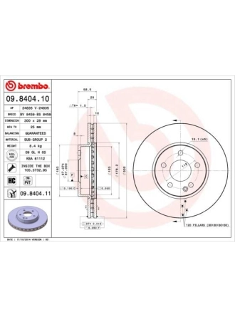 BREMBO 09.8404.10 | Fren Diski Viano 639 114 / 116 CDI Ön | 2 Adet