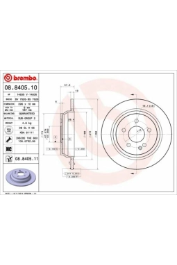 BREMBO 08.8405.11 | Fren Diski Arka (Mercedes Viano W639 Arka) Kaplamalı | 2 Adet