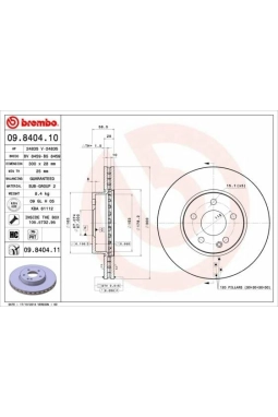 BREMBO 09.8404.11 | Fren Diski Ön Mercedes Viano W639-W447 114-116 CDI Kaplamalı | 2 Adet