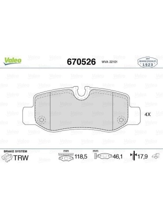VALEO 670526 | Fren Balata Arka 15-Vito