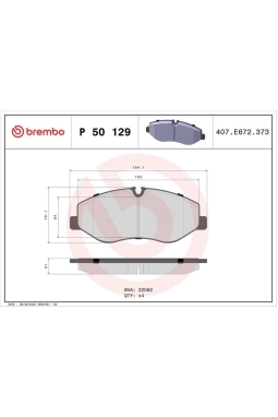 BREMBO P50129 | Fren Balatası Ön (Mercedes Benz W447 V-Class-Vito 14 -)