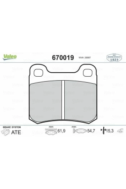 VALEO 670019 | Fren Balata Arka <97 E.S-W124