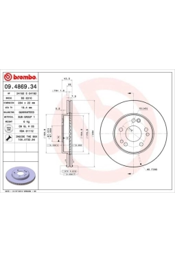 BREMBO 09.4869.34 | Fren Diski (Mercedes W124 On Havalı) | 2 Adet