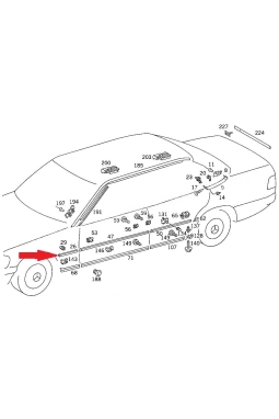 YERLİ K.6900026 | Mercedes W124 Kasa Ön Sol Çamurluk Üst Çıtası