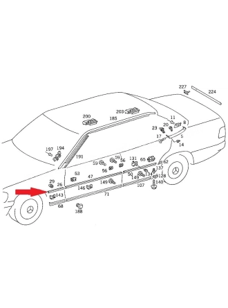 YERLİ K.6900026 | Mercedes W124 Kasa Ön Sol Çamurluk Üst Çıtası