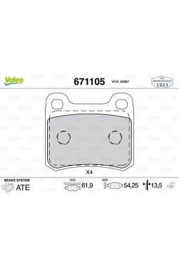 VALEO 671105 | Fren Balata Arka <94 E.S-W201 190E-D