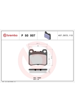 BREMBO P50007 | Fren Balatası Arka (Mercedes W201)