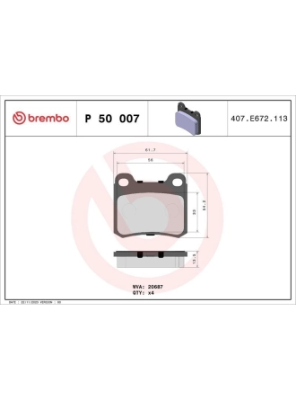 BREMBO P50007 | Fren Balatası Arka (Mercedes W201)