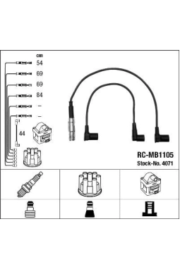 NGK 4071 | Buji Kablo Seti (Mercedes M102 / W124-W201) Zef466