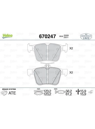 VALEO 670247 | Fren Balata Arka 13-Golf.VII-Psst-Tgu-Tou-Leo-A3