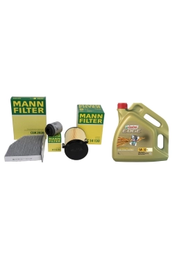 Volskwagen Jetta 1.4 TSI 122 BG (CAX) Filtre Seti (Yakıt Hariç) Castrol 5W-30 LL 4 Litre Yağlı Mann Marka
