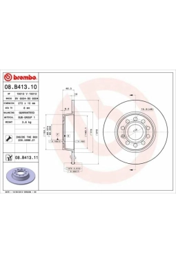 BREMBO 08.B413.10 | Fren Diski Arka (VW Caddy 11-Golf 09-Passat 13-15 Audi A3 09-Seat Leon 13 -) | 2 Adet