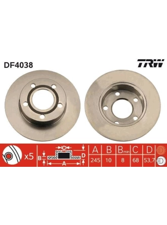 TRW DF4038 | Arka Fren Aynası A6 1,8T / 2,4 / 2,7 / 2,8 / S6 / 2.5 TDI 97 -