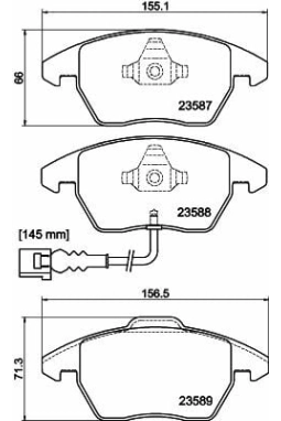 HELLA PAGİD 8DB355010-581 | Fren Balatası Audi, Seat, Skoda, VW A1 (8X1, 8Xk) , A1 Sportback (8Xa, 8Xf) , A3 (8P1) , A3 Convertible
