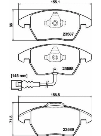 HELLA PAGİD 8DB355010-581 | Fren Balatası Audi, Seat, Skoda, VW A1 (8X1, 8Xk) , A1 Sportback (8Xa, 8Xf) , A3 (8P1) , A3 Convertible