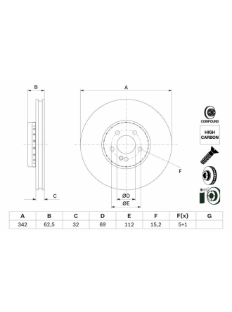 BOSCH 0986479H41 | Disk On (Ad) 16-E-Seri (W213-A238) | 2 Adet