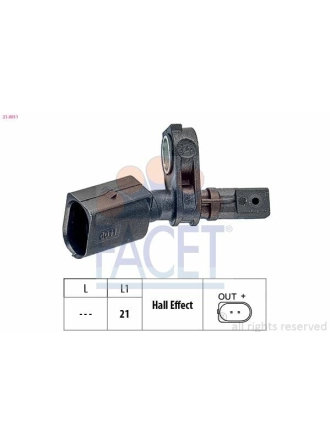 FACET 21.0011 | ABS Sensörü Ön Sol Golf VII 13 > Passat 15 > Polo 05 > Tiguan 16 > Touran 16 > Up! 12 > A1 11 > A3 13 > Tt