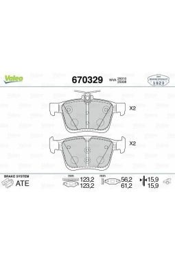 VALEO 670329 | Fren Balata Arka 13-Golf.VII-A3