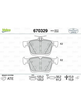 VALEO 670329 | Fren Balata Arka 13-Golf.VII-A3