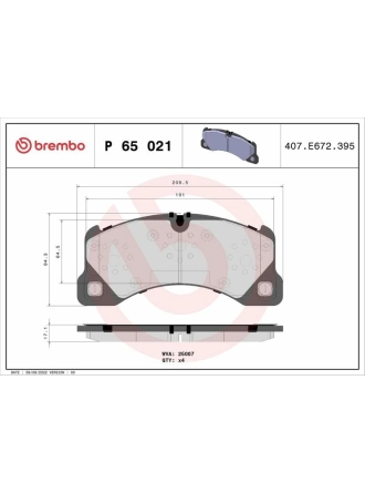 BREMBO P65021 | Ön Fren Balatası-17,1mm Porsche Cayenne Macan Panamera