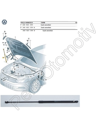 YYO Passat B8 Motor Kaput Amartisörü 3G0823359