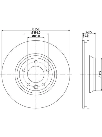 HELLA PAGİD 8DD355128-071 | Fren Diski Audi, Porsche, VW Cayenne (92A) , Cayenne (9Pa) , Q7 (4Lb) , Touareg (7La, 7L6, 7L7)
