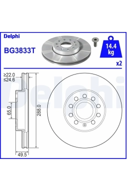 DELPHI BG3833T | Disk On 05-Golf.5.6-Jtt-Cdd-Oct-Leo-A3 (Ø=288) Kaplamalı | 1 Adet