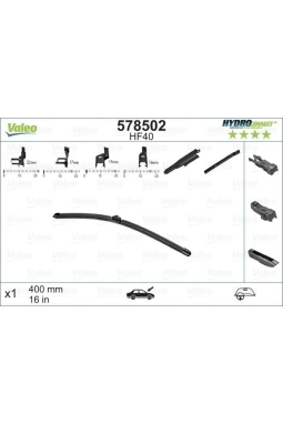 VALEO 578502 | Silgi Süpürgesi Tek 40Cm Klasık Multı-Clıp Muz First