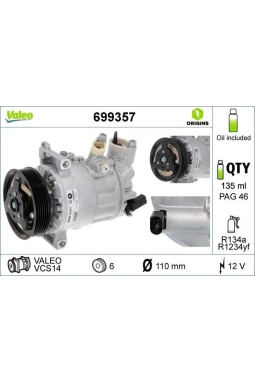 VALEO 699357 | Klima Kompresörü VW Golf V,VI Jetta Craf Cadyııı A3