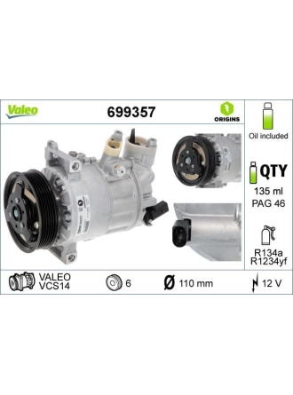 VALEO 699357 | Klima Kompresörü VW Golf V,VI Jetta Craf Cadyııı A3