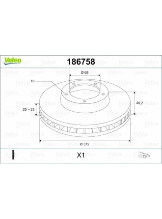 VALEO 186758 | Fren Diski Ön Passat B5 00-/ A4 A6 / Exeo 09-/ Superb I 01-Adet Kutu & Fiyat Tek Havalı 312mm | 2 Adet