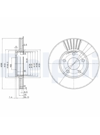 DELPHI BG2745 | Fren Diski Ön Exeo Passat B5 00-/ 100 90-A4 A6 97-/ Exeo 09-/ Superb I 01-15 Jant Havalı 288mm