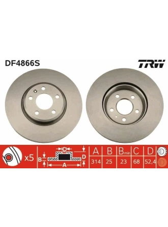 TRW DF4866S | Disk On (Ad) 08-Aı.A4-A5-Q5 (Kutu Fıyat Tek) | 2 Adet