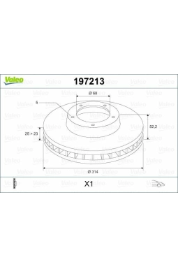 VALEO 197213 | Disk Audi A4 (2007 -) 1.8Tfsı, 2.0Tdı, 2.0Tfsı, 2.7Tdı V6 A5 (2007 -) 1.Fren Bınek (Ithal) | 1 Adet
