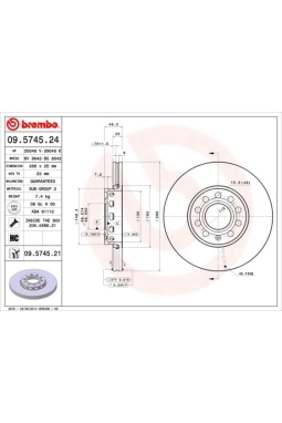 BREMBO 09.5745.24 | Fren Diski Ön (VW Passat 97-05 Audi A4 95-08 Skoda Superb 02-08 288×25 5×112 | 2 Adet