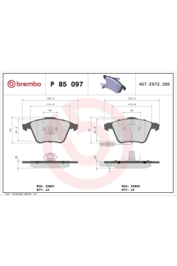 BREMBO P85097 | Fren Balatası Ön Kablolu (Audi A6 05-11 A4 01-08)