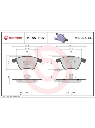 BREMBO P85097 | Fren Balatası Ön Kablolu (Audi A6 05-11 A4 01-08)