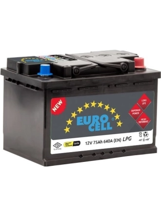 Eurocell 12V 75 Ah (72 Ah) Amper 640A Akü Üretim Yılı: 2018