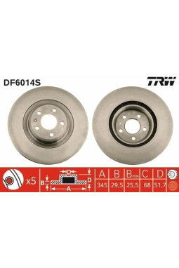 TRW DF6014S | Disk On (Ad) 08 > Aı.A4-A5-Q5 (Kutu Fıyat Tek) | 2 Adet