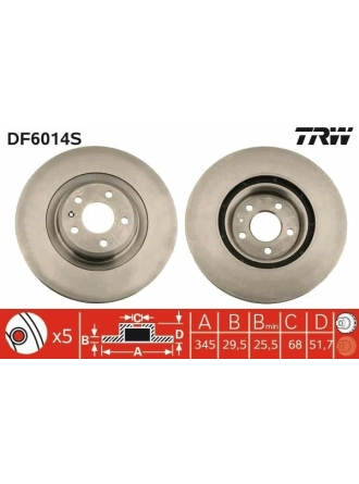 TRW DF6014S | Disk On (Ad) 08 > Aı.A4-A5-Q5 (Kutu Fıyat Tek) | 2 Adet