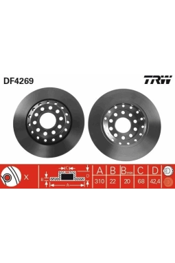 TRW DF4269 | VW A8 02-16 Fren Diski Arka 4E0615601k