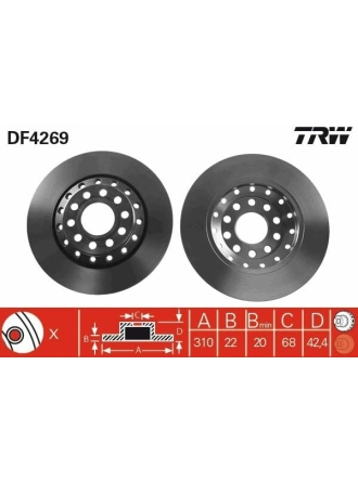 TRW DF4269 | VW A8 02-16 Fren Diski Arka 4E0615601k