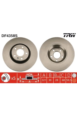 TRW DF4358S | Disk On (Ad) 05-Aı.A6 2.0-2.4-2.7 TDI-Tfsi (Kutu Fıyat Tek) | 2 Adet