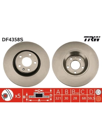 TRW DF4358S | Disk On (Ad) 05-Aı.A6 2.0-2.4-2.7 TDI-Tfsi (Kutu Fıyat Tek) | 2 Adet