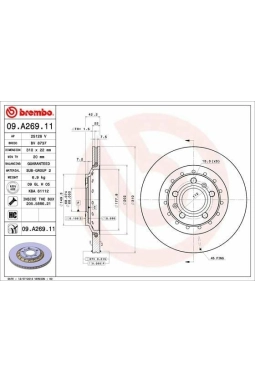 BREMBO 09.A269.11 | Fren Diski Arka Havalı 310 mm Audi A8 03-10 VW Phaeton 08-16 | 2 Adet