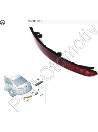 YYO Jetta (2015-2018) Sağ Tampon Reflektörü 5C6945106B
